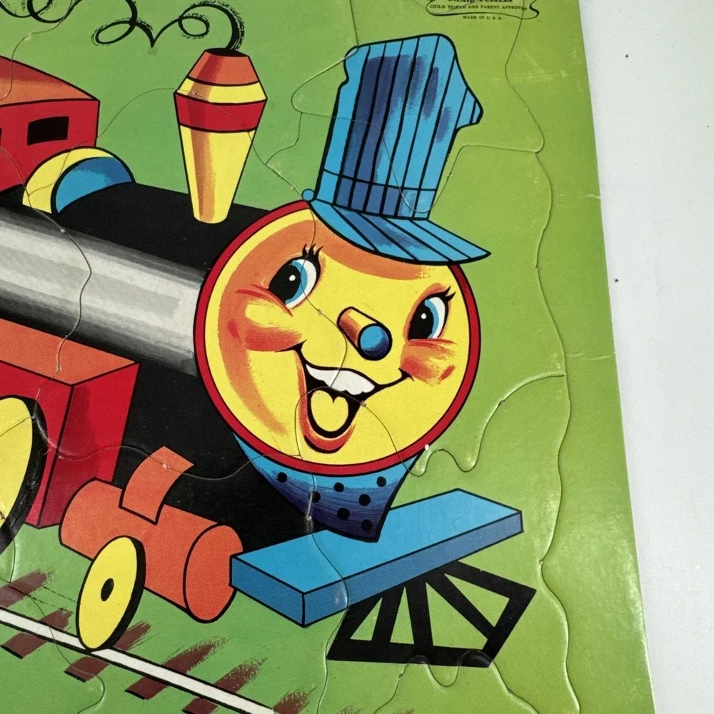Puzzle Choo Choo Train Vintage Sta-N-Place Inlaid Complete‎ Built Rite No 1403:2